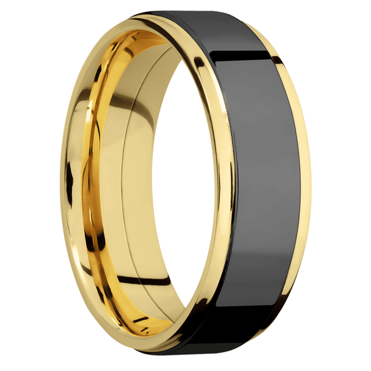 14K Yellow Gold with Polish , Polish Finish and Zirconium Inlay