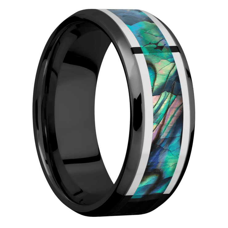 Zirconium with Polish , Polish Finish and Sterling Silver Inlay