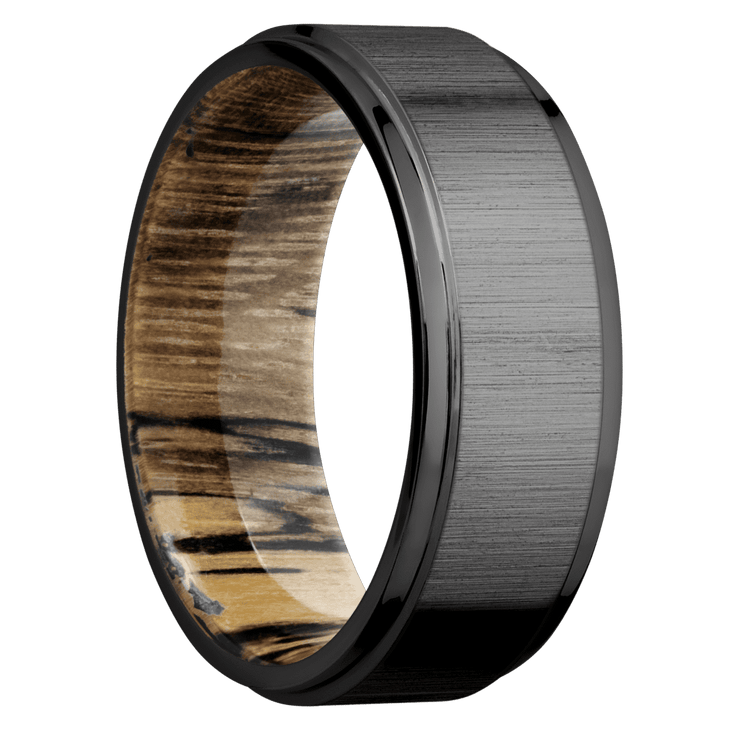 Zirconium with Crosssatinblack , Polish Finish and Spalted Tamarind