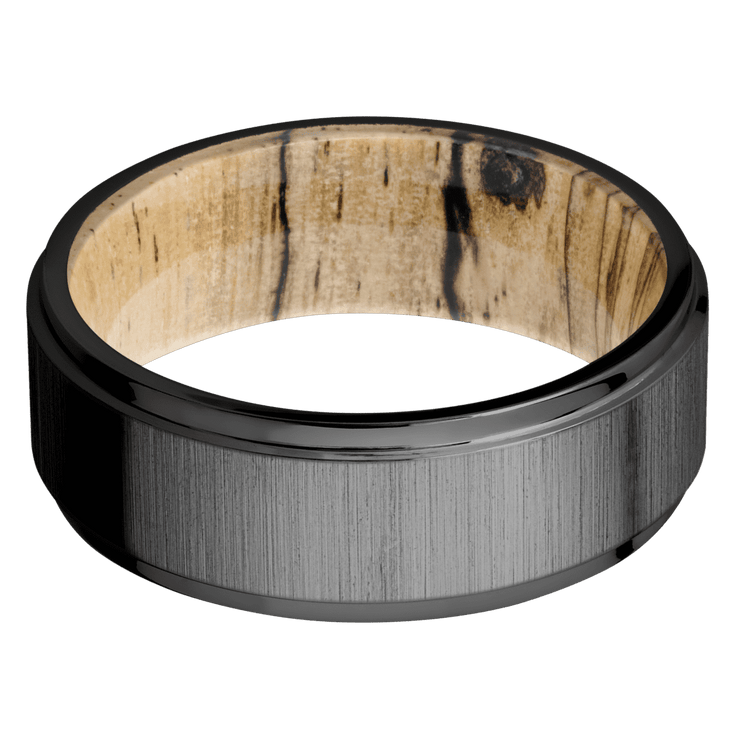 Zirconium with Crosssatinblack , Polish Finish and Spalted Tamarind