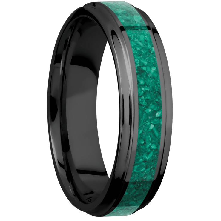 Zirconium with Polish , Polish Finish and Malachite Inlay