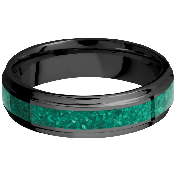 Zirconium with Polish , Polish Finish and Malachite Inlay